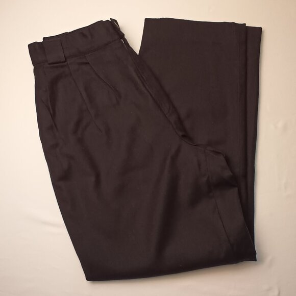 Vintage 100% Wool Pants Size 10 High Rise Tapered Leg Black Pleated Preppy - Picture 1 of 8